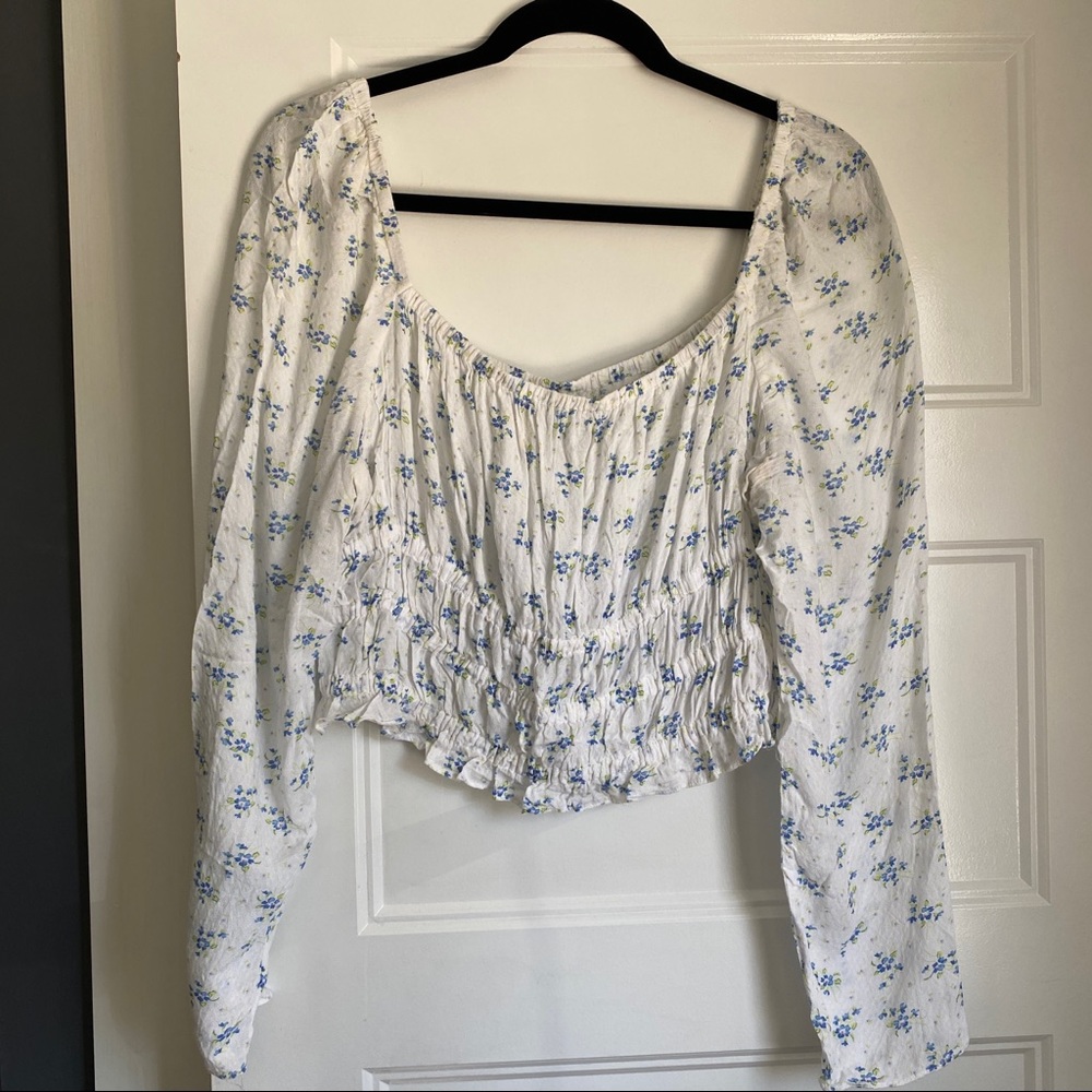 Urban Outfitters Ditsy Floral Long Sleeve Crop Top